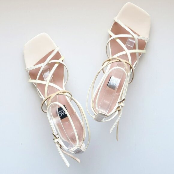Zac Posen Angie White Patent Leather Strappy Square Toe Sandals Summer Shoes 8 - Picture 15 of 16